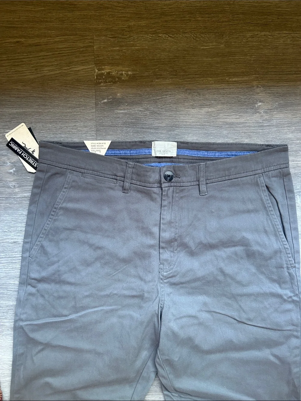 Civil Society The Perfect Chino Nielsen Men's Charcoal Gray Pants Size 33x32 NWT